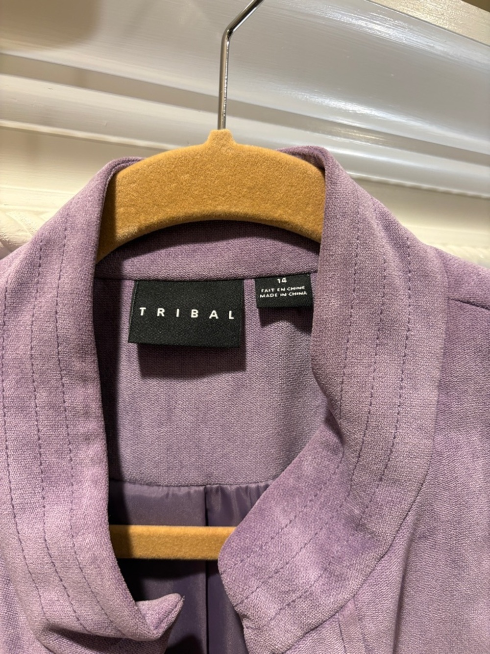 Tribal Faux suede lavender Women's Moto Jacket Size 14 - Picture 2 of 7